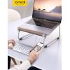 imageLamicall Laptop Stand for Desk  Aluminum and Wooden Desktop Notebook Stand Holder Ergonomic Laptop Holder for MacBook AirPro Dell Hp Msi Asus Acer Chromebook Surface Pro and 1016 LaptopSliver