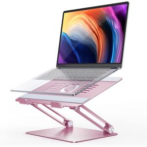 imageLamicall Adjustable Laptop Stand Portable Laptop Riser Aluminum Laptop Stand for Desk Foldable Ergonomic Computer Notebook Stand Holder for MacBook Air Pro Dell XPS HP 10173  Silver4Pink