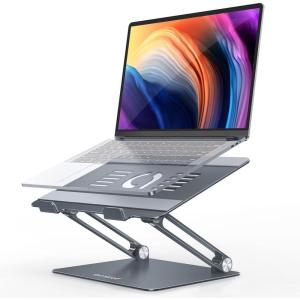 imageLamicall Adjustable Laptop Stand Portable Laptop Riser Aluminum Laptop Stand for Desk Foldable Ergonomic Computer Notebook Stand Holder for MacBook Air Pro Dell XPS HP 10173  Silver3Gray