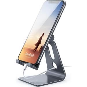 imageLamicall Pink Phone Stand Desk Accessories  Rose Gold Pink Cell Phone Holder Office Decor Office Desktop Accessories Suitable for iPhone 16 15 14 13 Pro Max 48 Phonegrey