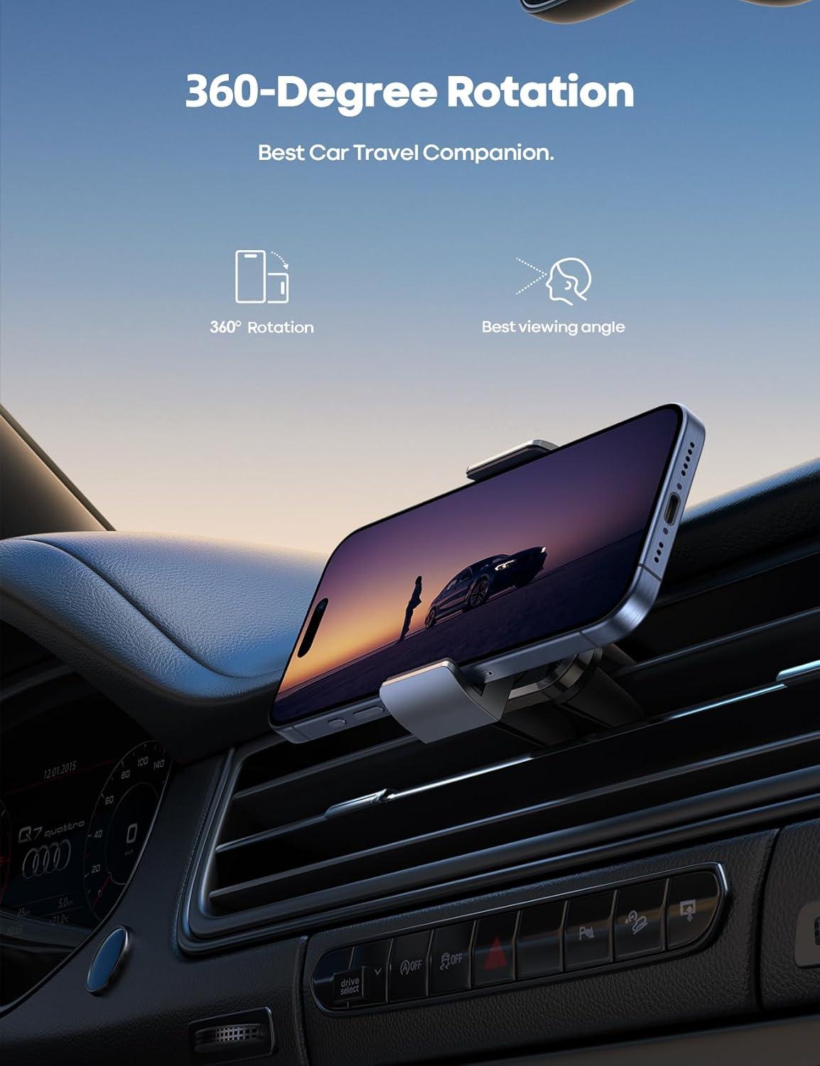 imageLamicall Car Vent Phone Mount  Air Vent Clip Holder Universal Stand Hands Free Cradle Compatible with Cell Phone 16 15 14 13 12 Mini 11 Pro Xs Max Xr X 8 7 6 6s Plus SE Smartphones BlackNEW Upgraded  Silver
