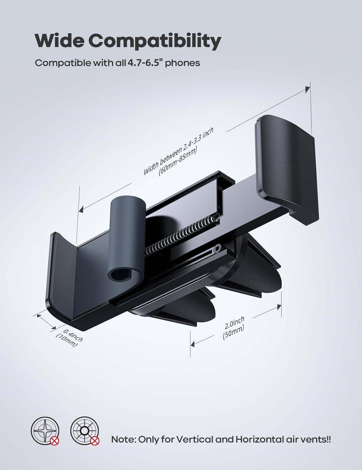 imageLamicall Car Vent Phone Mount  Air Vent Clip Holder Universal Stand Hands Free Cradle Compatible with Cell Phone 16 15 14 13 12 Mini 11 Pro Xs Max Xr X 8 7 6 6s Plus SE Smartphones BlackNEW Upgraded  Gray