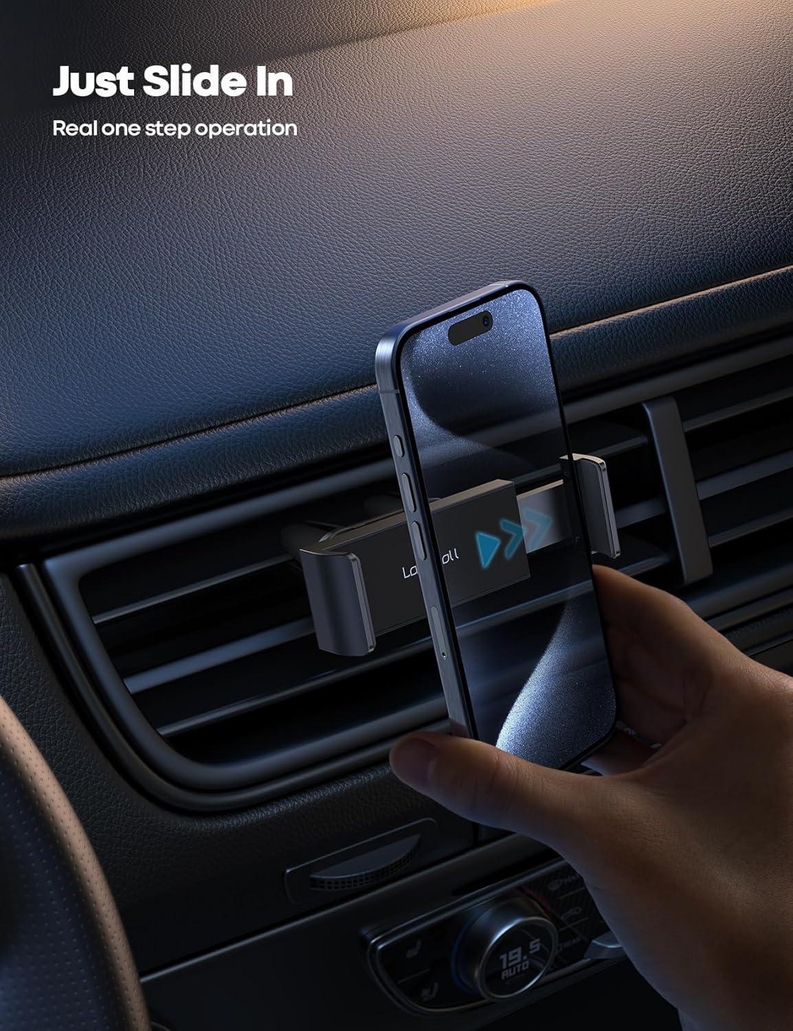 imageLamicall Car Vent Phone Mount  Air Vent Clip Holder Universal Stand Hands Free Cradle Compatible with Cell Phone 16 15 14 13 12 Mini 11 Pro Xs Max Xr X 8 7 6 6s Plus SE Smartphones Black1Black