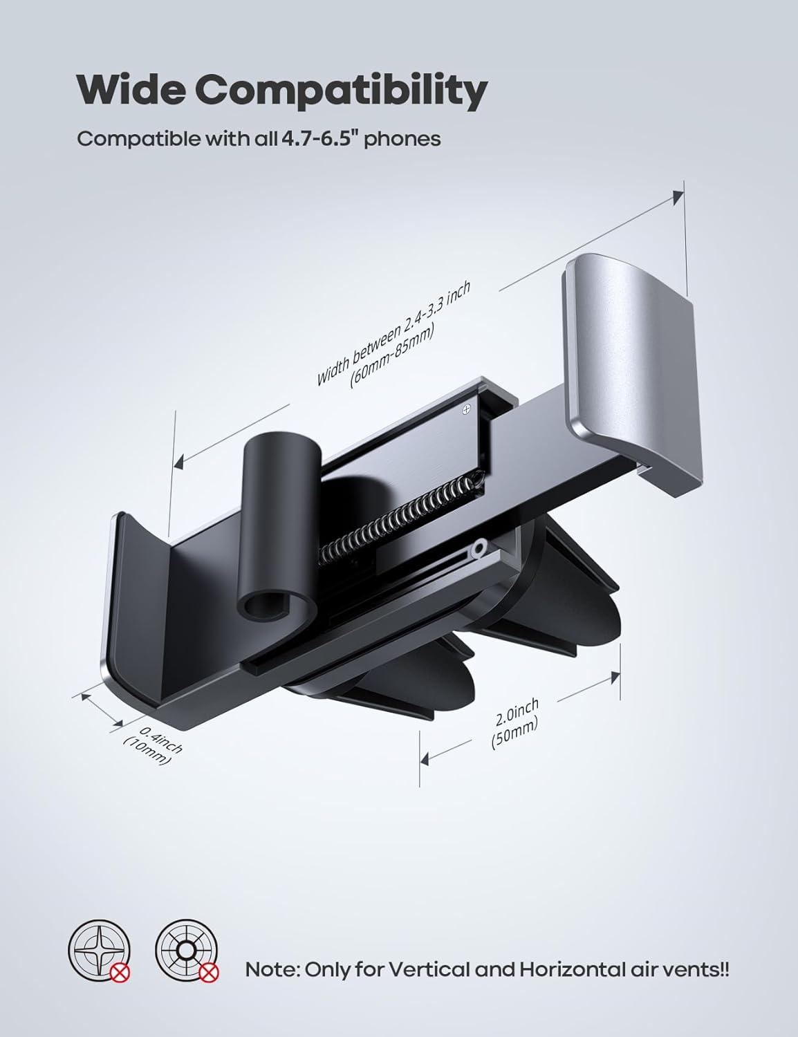 imageLamicall Car Vent Phone Mount  Air Vent Clip Holder Universal Stand Hands Free Cradle Compatible with Cell Phone 16 15 14 13 12 Mini 11 Pro Xs Max Xr X 8 7 6 6s Plus SE Smartphones BlackNEW Upgraded  Silver
