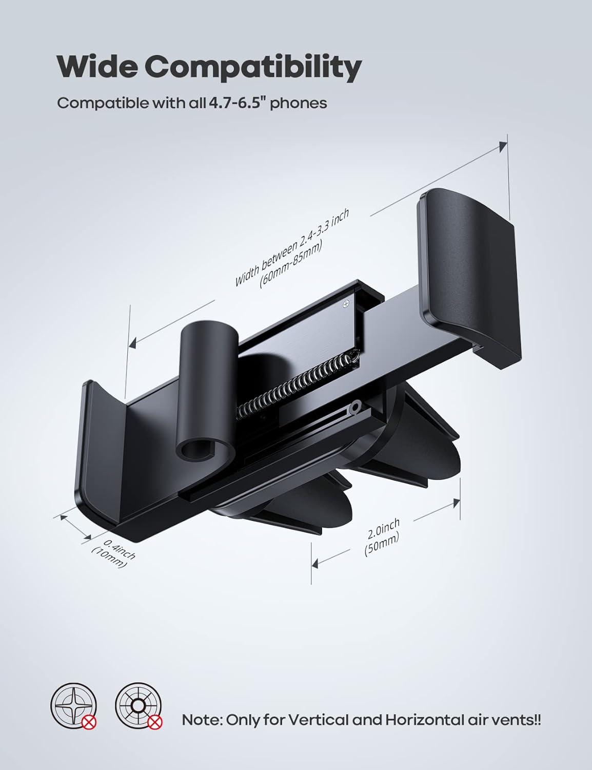 imageLamicall Car Vent Phone Mount  Air Vent Clip Holder Universal Stand Hands Free Cradle Compatible with Cell Phone 16 15 14 13 12 Mini 11 Pro Xs Max Xr X 8 7 6 6s Plus SE Smartphones Black1Black