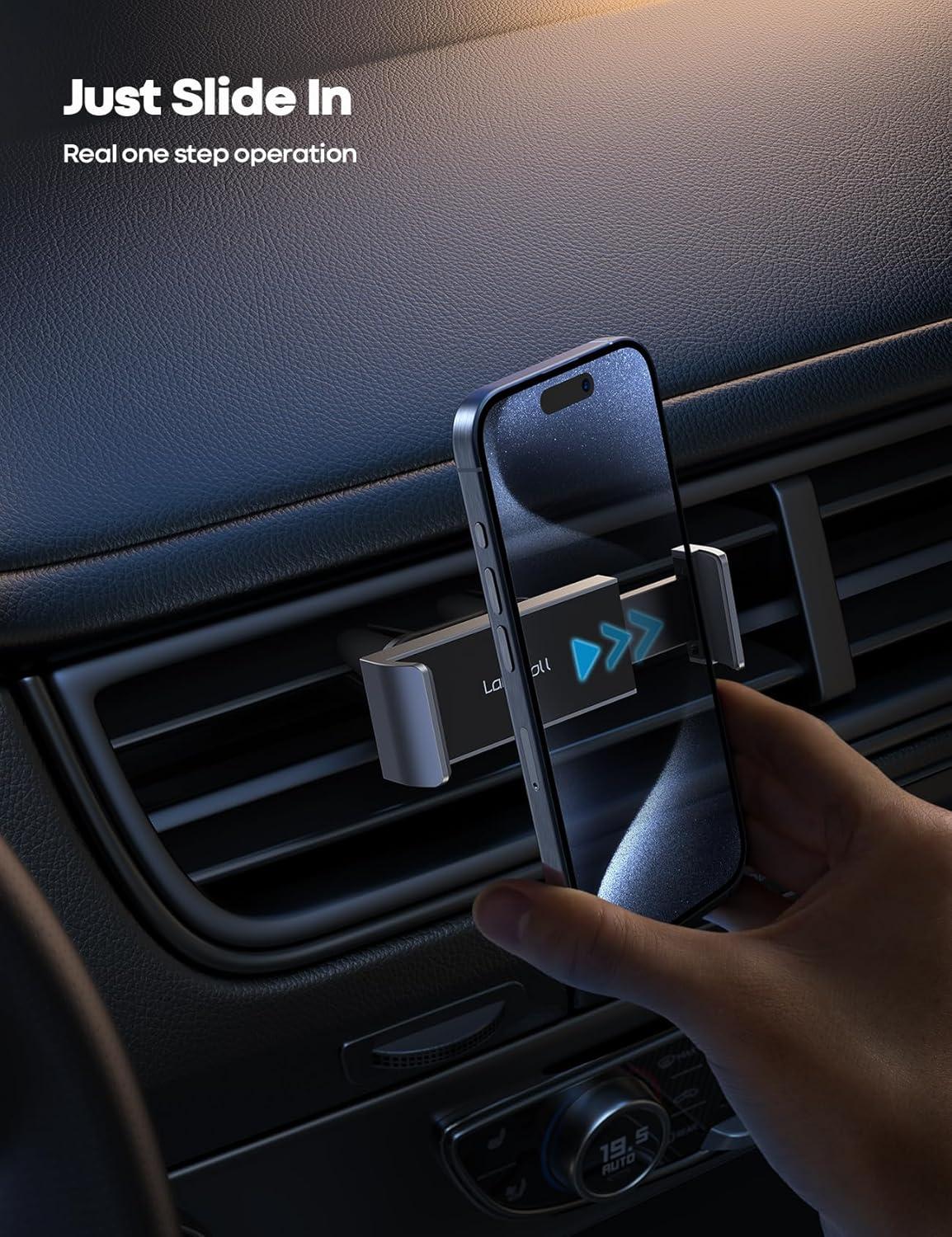 imageLamicall Car Vent Phone Mount  Air Vent Clip Holder Universal Stand Hands Free Cradle Compatible with Cell Phone 16 15 14 13 12 Mini 11 Pro Xs Max Xr X 8 7 6 6s Plus SE Smartphones BlackNEW Upgraded  Gray