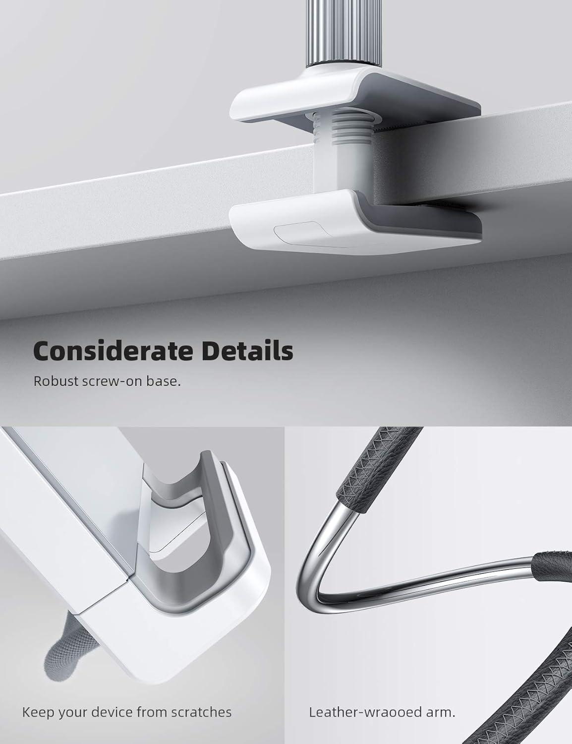 imageLamicall Gooseneck Tablet Holder Tablet Stand  Flexible Arm Clip Tablet Mount Compatible with iPad mini Pro Air Kindle Switch Galaxy Tabs More 47105quot Devices  GrayBlack