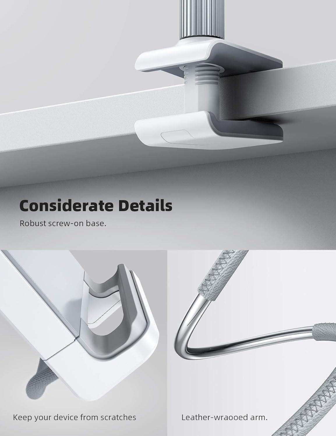 imageLamicall Gooseneck Tablet Holder Tablet Stand  Flexible Arm Clip Tablet Mount Compatible with iPad mini Pro Air Kindle Switch Galaxy Tabs More 47105quot Devices  GrayGray