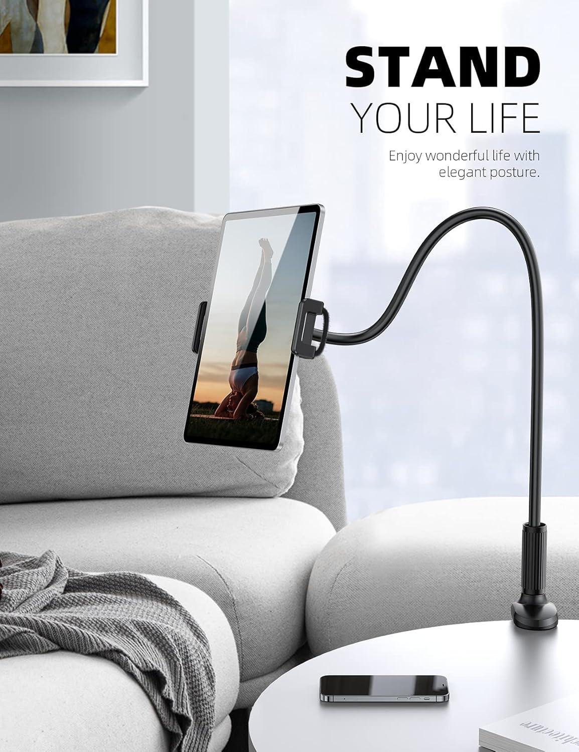 imageLamicall Gooseneck Tablet Mount Holder for Bed  Flexible Tablet Arm Clamp for Bed Compatible with Pad Mini 79 Air 97 Pro 105 Kindle Switch Galaxy Tabs More 4711quot Device  BlackBlack