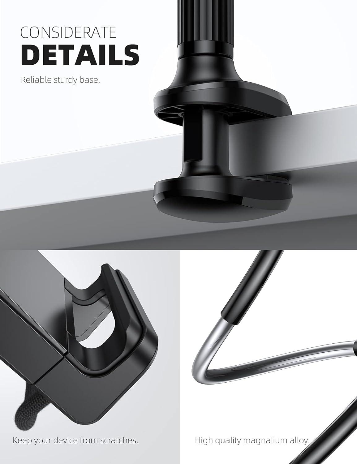 imageLamicall Gooseneck Tablet Mount Holder for Bed  Flexible Tablet Arm Clamp for Bed Compatible with Pad Mini 79 Air 97 Pro 105 Kindle Switch Galaxy Tabs More 4711quot Device  BlackBlack