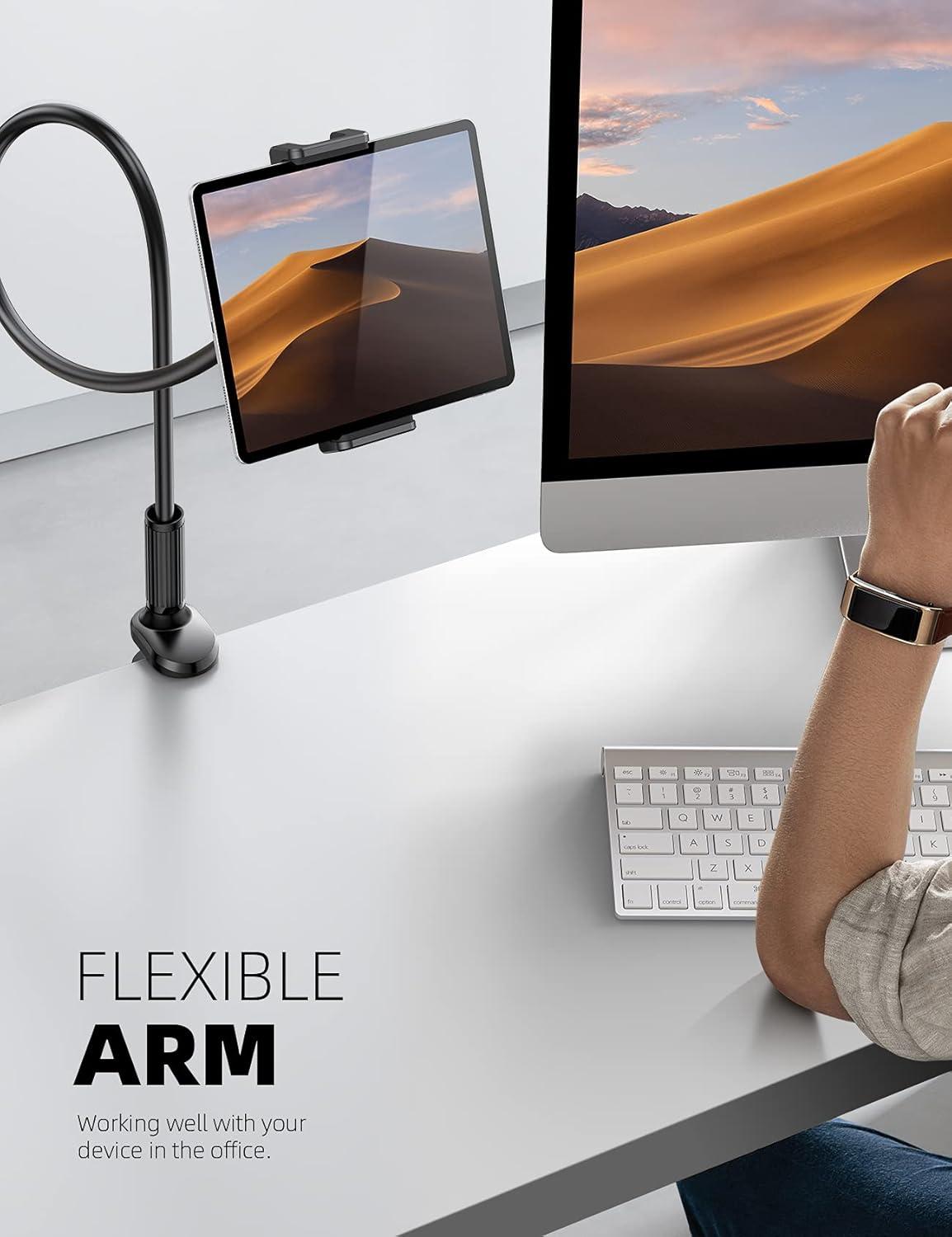 imageLamicall Gooseneck Tablet Mount Holder for Bed  Flexible Tablet Arm Clamp for Bed Compatible with Pad Mini 79 Air 97 Pro 105 Kindle Switch Galaxy Tabs More 4711quot Device  BlackBlack