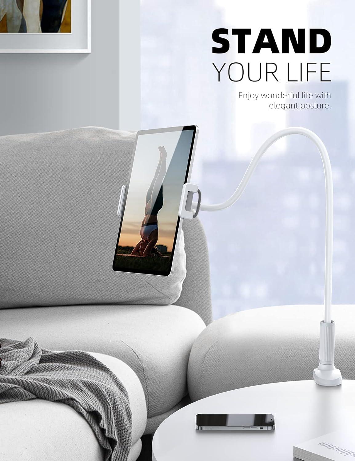 imageLamicall Gooseneck Tablet Mount Holder for Bed  Flexible Tablet Arm Clamp for Bed Compatible with Pad Mini 79 Air 97 Pro 105 Kindle Switch Galaxy Tabs More 4711quot Device  BlackWhite