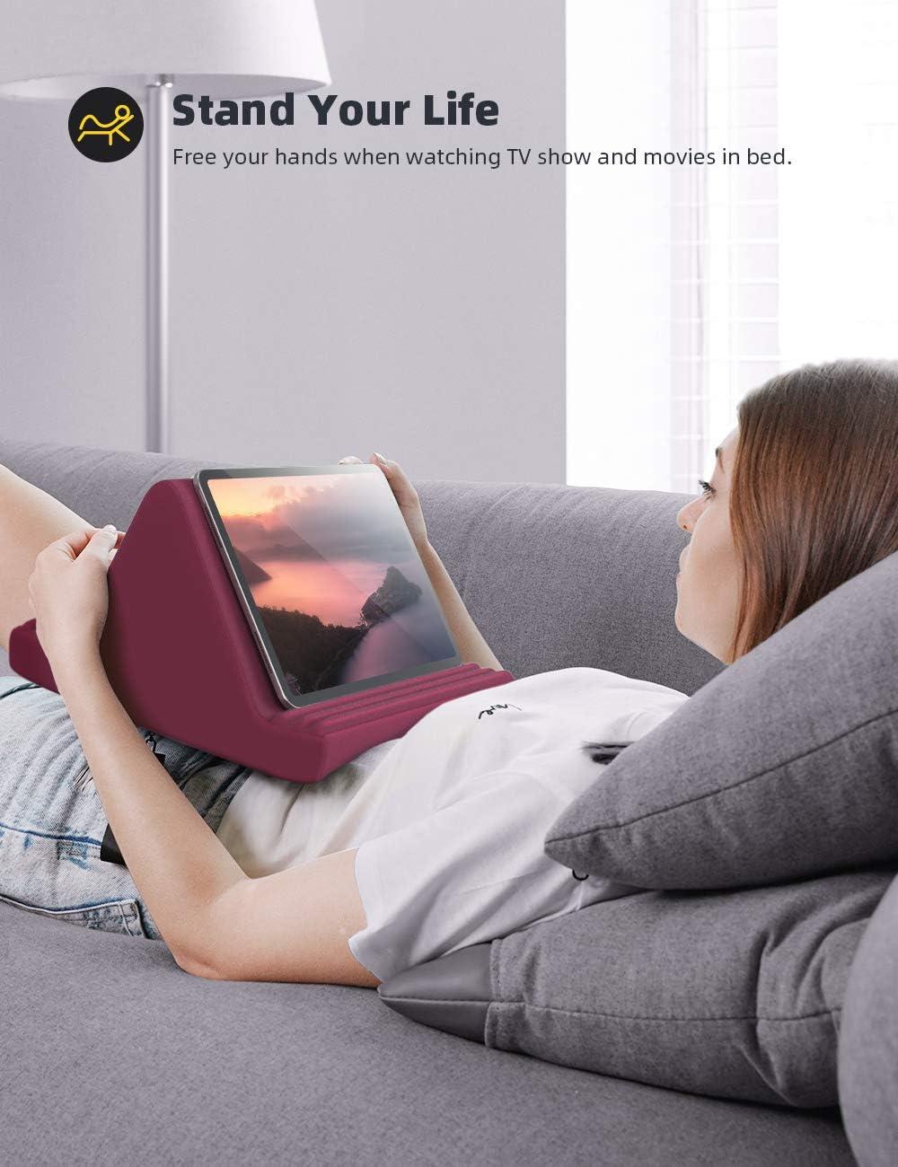 imageLamicall Tablet Pillow Stand Pillow Soft Pad for Lap  Tablet Holder Dock for Bed with 6 Viewing Angles for iPad Pro 97 105 11 129 Air Mini 4 3 Kindle Galaxy Tab EReader Purplish RedPurplish Red