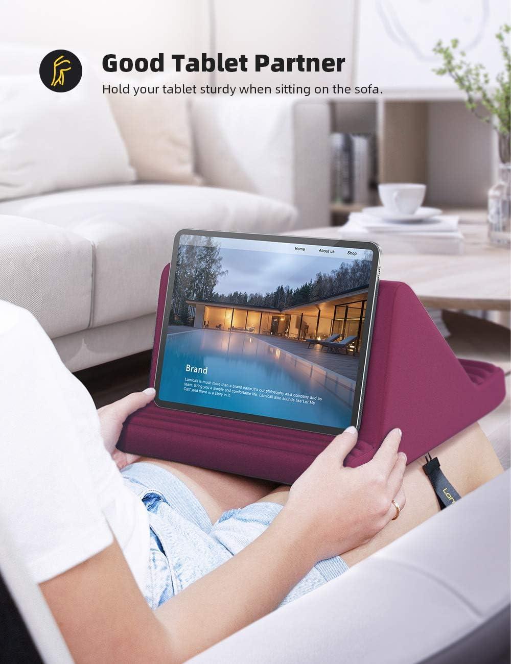 imageLamicall Tablet Pillow Stand Pillow Soft Pad for Lap  Tablet Holder Dock for Bed with 6 Viewing Angles for iPad Pro 97 105 11 129 Air Mini 4 3 Kindle Galaxy Tab EReader Purplish RedPurplish Red