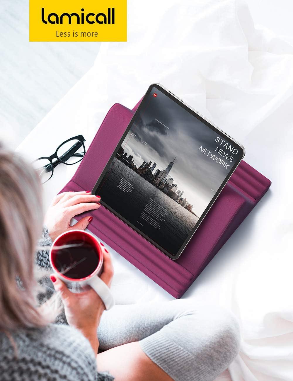 imageLamicall Tablet Pillow Stand Pillow Soft Pad for Lap  Tablet Holder Dock for Bed with 6 Viewing Angles for iPad Pro 97 105 11 129 Air Mini 4 3 Kindle Galaxy Tab EReader Purplish RedPurplish Red