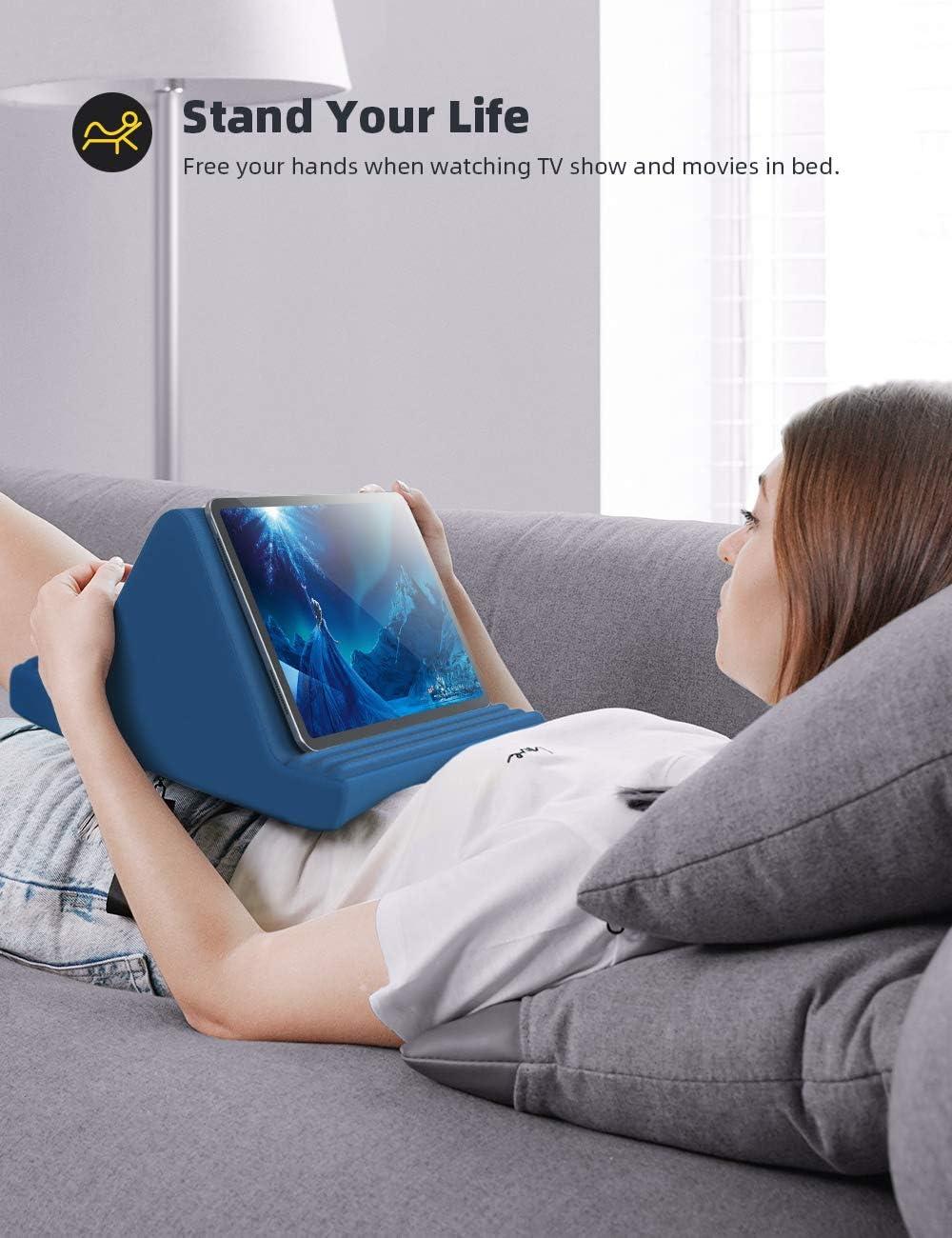 imageLamicall Tablet Pillow Stand Pillow Soft Pad for Lap  Tablet Holder Dock for Bed with 6 Viewing Angles for iPad Pro 97 105 11 129 Air Mini 4 3 Kindle Galaxy Tab EReader Purplish RedRoyal Blue