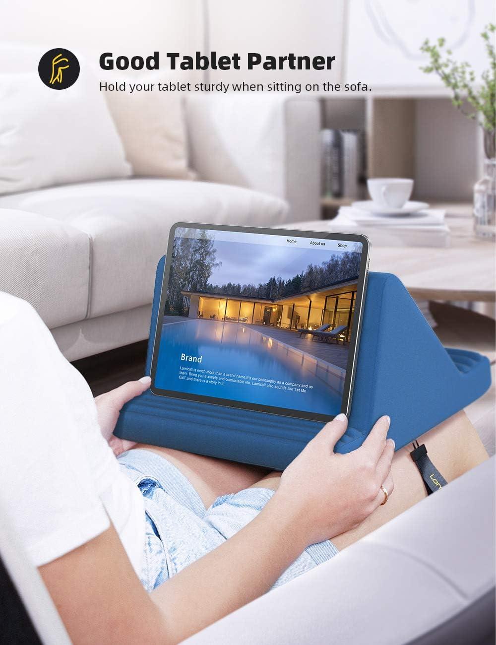 imageLamicall Tablet Pillow Stand Pillow Soft Pad for Lap  Tablet Holder Dock for Bed with 6 Viewing Angles for iPad Pro 97 105 11 129 Air Mini 4 3 Kindle Galaxy Tab EReader Purplish RedRoyal Blue