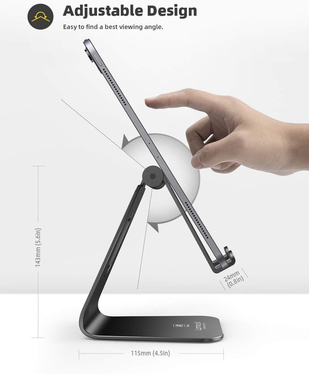 imageLamicall Tablet Stand Tablet Holder for Desk  MultiAngle Adjustable Tablet Desktop Dock Cradle Compatible with iPad Pro 11 129 Air Mini Fire HD Galaxy Tab and Other 413quot Tablets SilverBlack