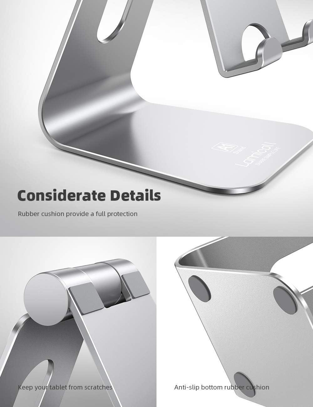 imageLamicall Tablet Stand Tablet Holder for Desk  MultiAngle Adjustable Tablet Desktop Dock Cradle Compatible with iPad Pro 11 129 Air Mini Fire HD Galaxy Tab and Other 413quot Tablets SilverSilver