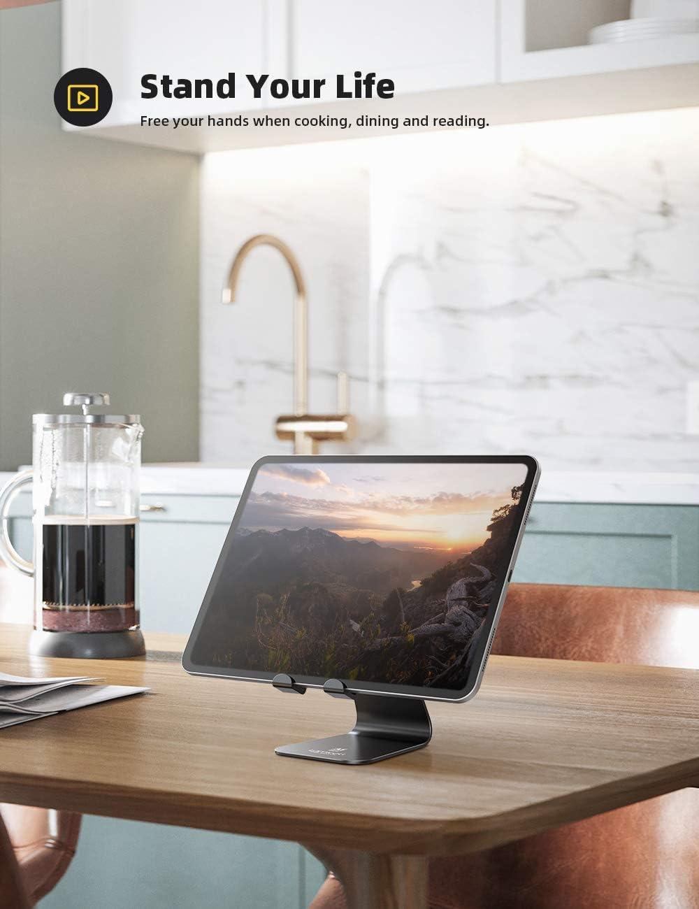 imageLamicall Tablet Stand Tablet Holder for Desk  MultiAngle Adjustable Tablet Desktop Dock Cradle Compatible with iPad Pro 11 129 Air Mini Fire HD Galaxy Tab and Other 413quot Tablets SilverBlack