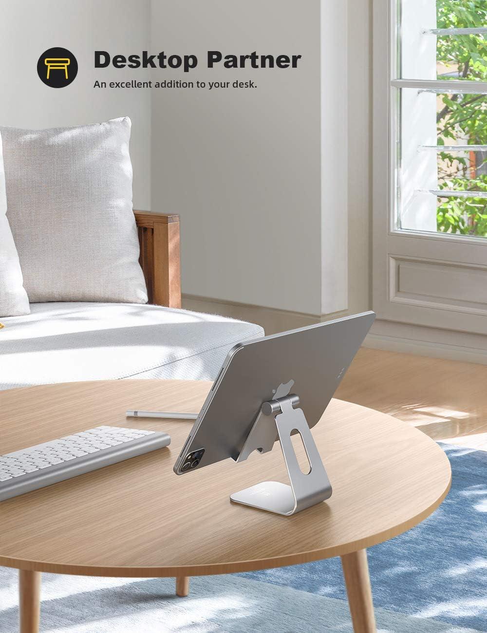 imageLamicall Tablet Stand Tablet Holder for Desk  MultiAngle Adjustable Tablet Desktop Dock Cradle Compatible with iPad Pro 11 129 Air Mini Fire HD Galaxy Tab and Other 413quot Tablets SilverSilver