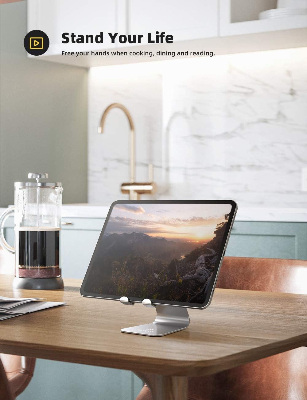 imageLamicall Tablet Stand Tablet Holder for Desk  MultiAngle Adjustable Tablet Desktop Dock Cradle Compatible with iPad Pro 11 129 Air Mini Fire HD Galaxy Tab and Other 413quot Tablets SilverSilver