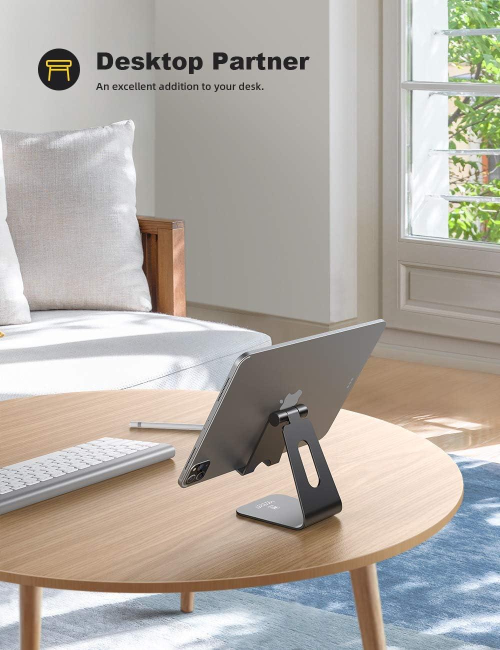 imageLamicall Tablet Stand Tablet Holder for Desk  MultiAngle Adjustable Tablet Desktop Dock Cradle Compatible with iPad Pro 11 129 Air Mini Fire HD Galaxy Tab and Other 413quot Tablets SilverBlack