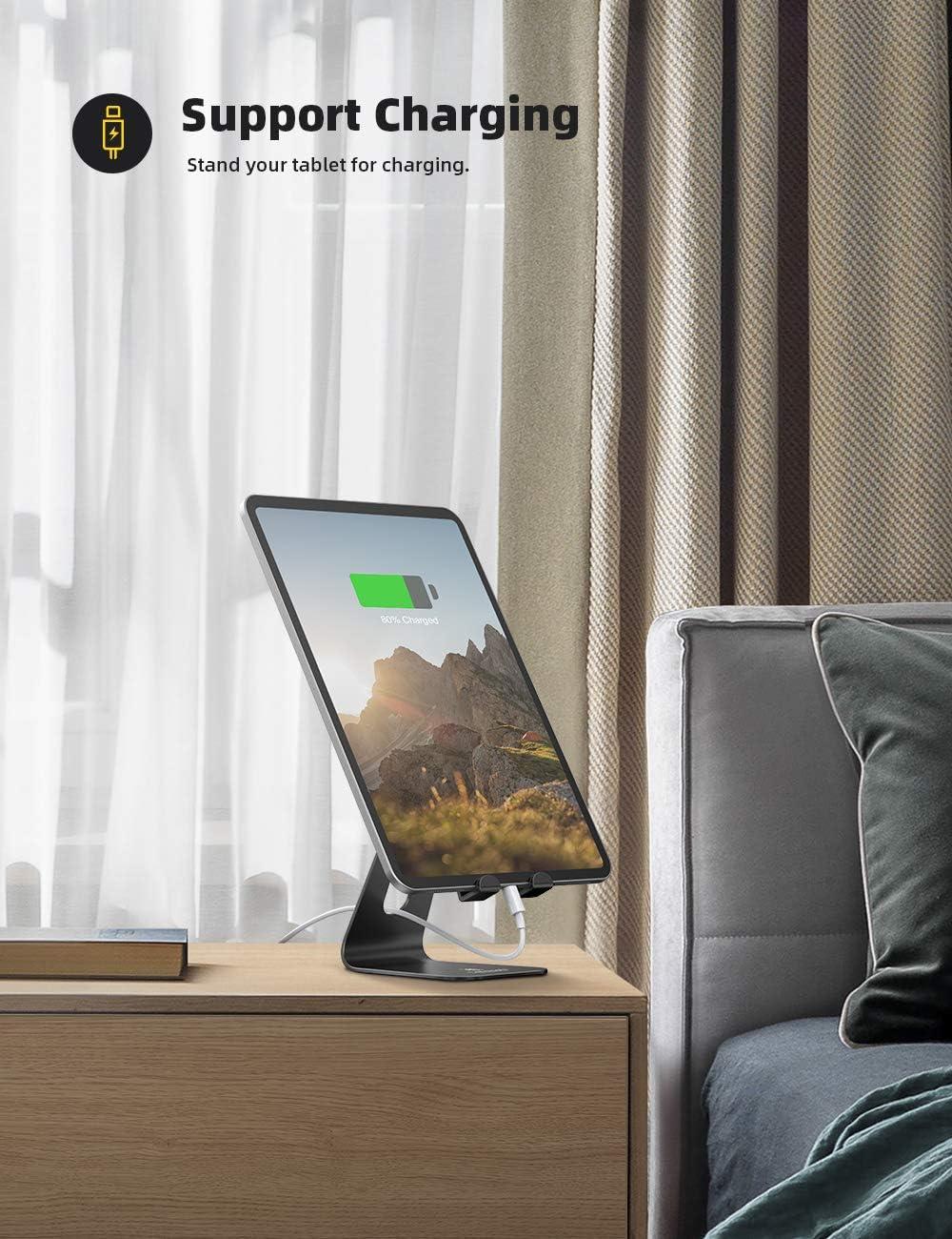 imageLamicall Tablet Stand Tablet Holder for Desk  MultiAngle Adjustable Tablet Desktop Dock Cradle Compatible with iPad Pro 11 129 Air Mini Fire HD Galaxy Tab and Other 413quot Tablets SilverBlack