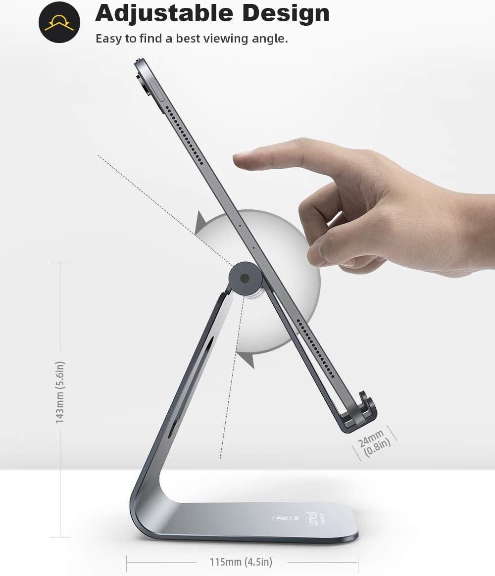 imageLamicall Tablet Stand Tablet Holder for Desk  MultiAngle Adjustable Tablet Desktop Dock Cradle Compatible with iPad Pro 11 129 Air Mini Fire HD Galaxy Tab and Other 413quot Tablets SilverGrey