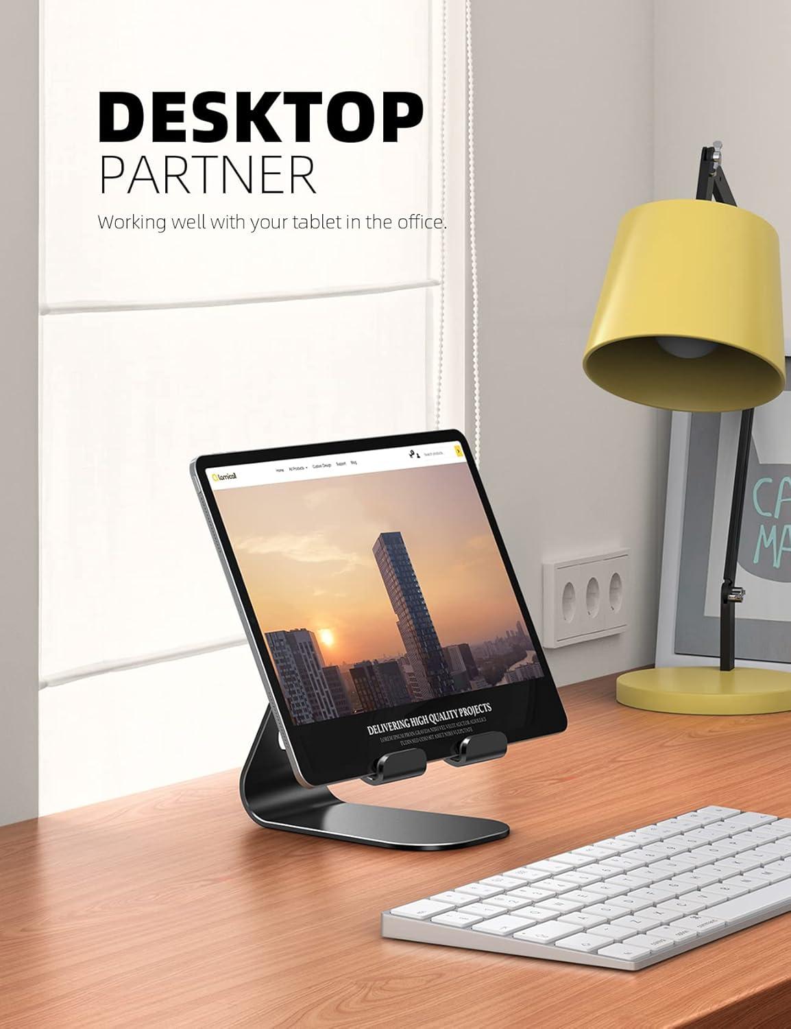 imageTablet Stand Adjustable Lamicall Tablet Stand  Desktop Stand Holder Dock Compatible with Tablet Such as iPad 2018 Pro 97 105 Air Mini 4 3 2 Kindle Nexus Accessories EReader 413 BlackBlack