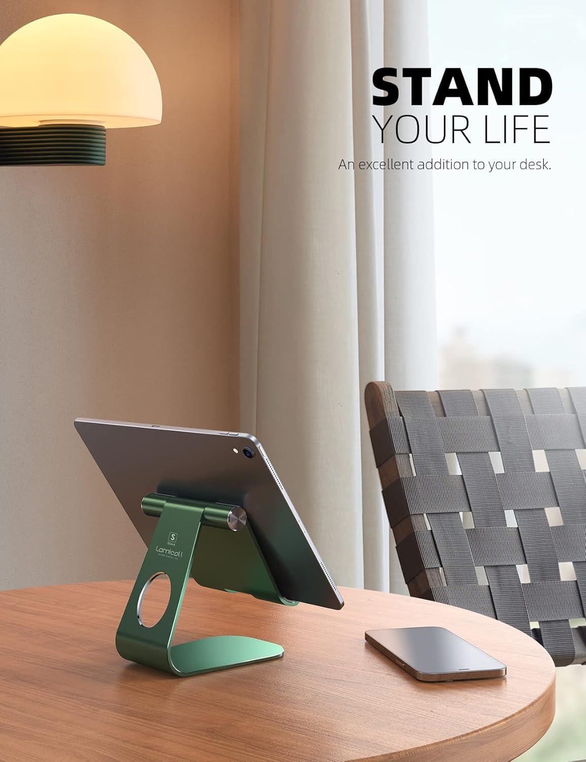 imageTablet Stand Adjustable Lamicall Tablet Stand  Desktop Stand Holder Dock Compatible with Tablet Such as iPad 2018 Pro 97 105 Air Mini 4 3 2 Kindle Nexus Accessories EReader 413 BlackGreen