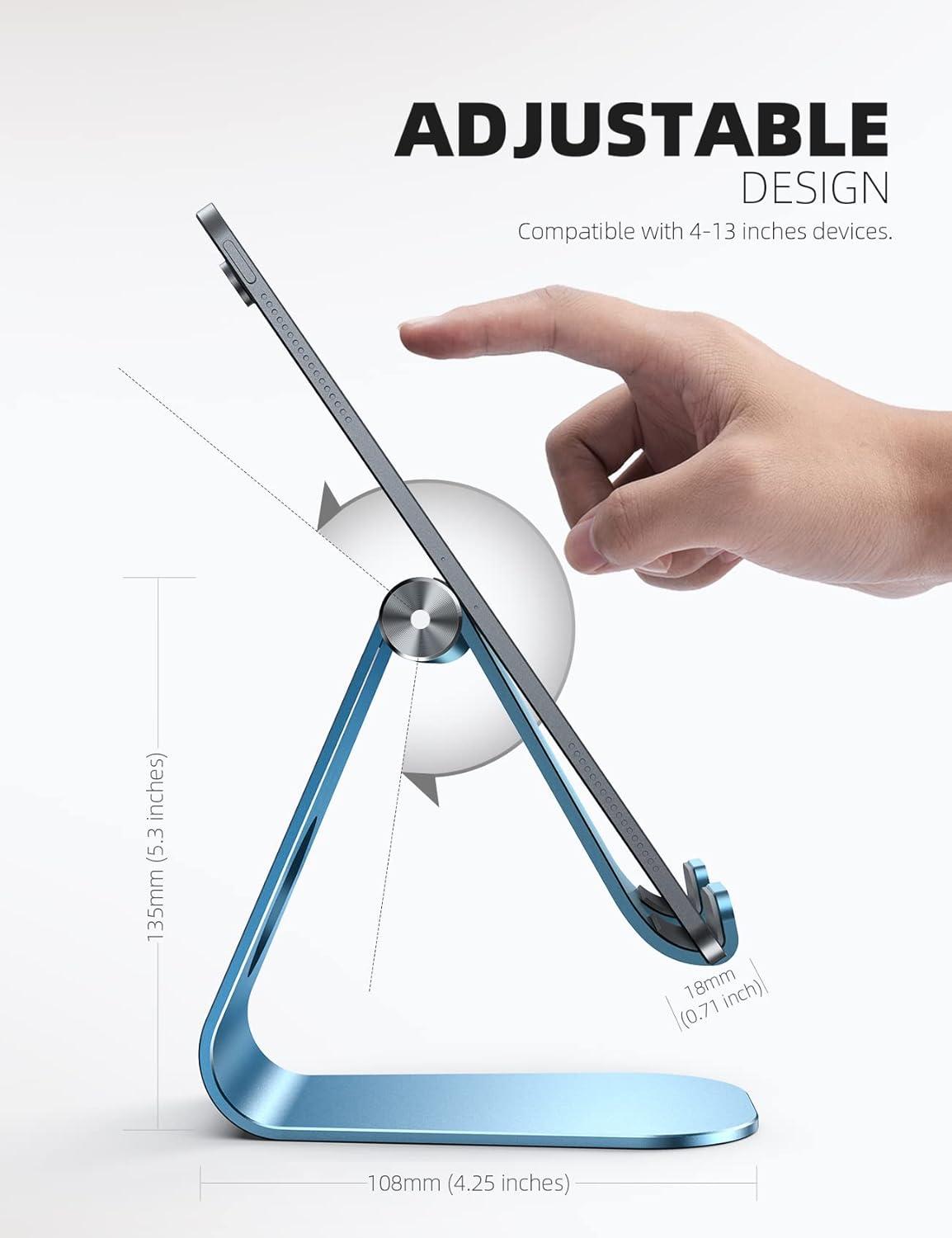 imageTablet Stand Adjustable Lamicall Tablet Stand  Desktop Stand Holder Dock Compatible with Tablet Such as iPad 2018 Pro 97 105 Air Mini 4 3 2 Kindle Nexus Accessories EReader 413 BlackBlue