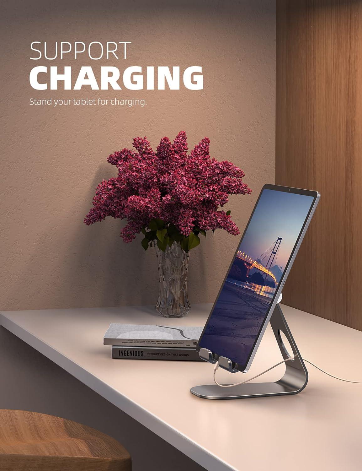 imageTablet Stand Adjustable Lamicall Tablet Stand  Desktop Stand Holder Dock Compatible with Tablet Such as iPad 2018 Pro 97 105 Air Mini 4 3 2 Kindle Nexus Accessories EReader 413 BlackGray