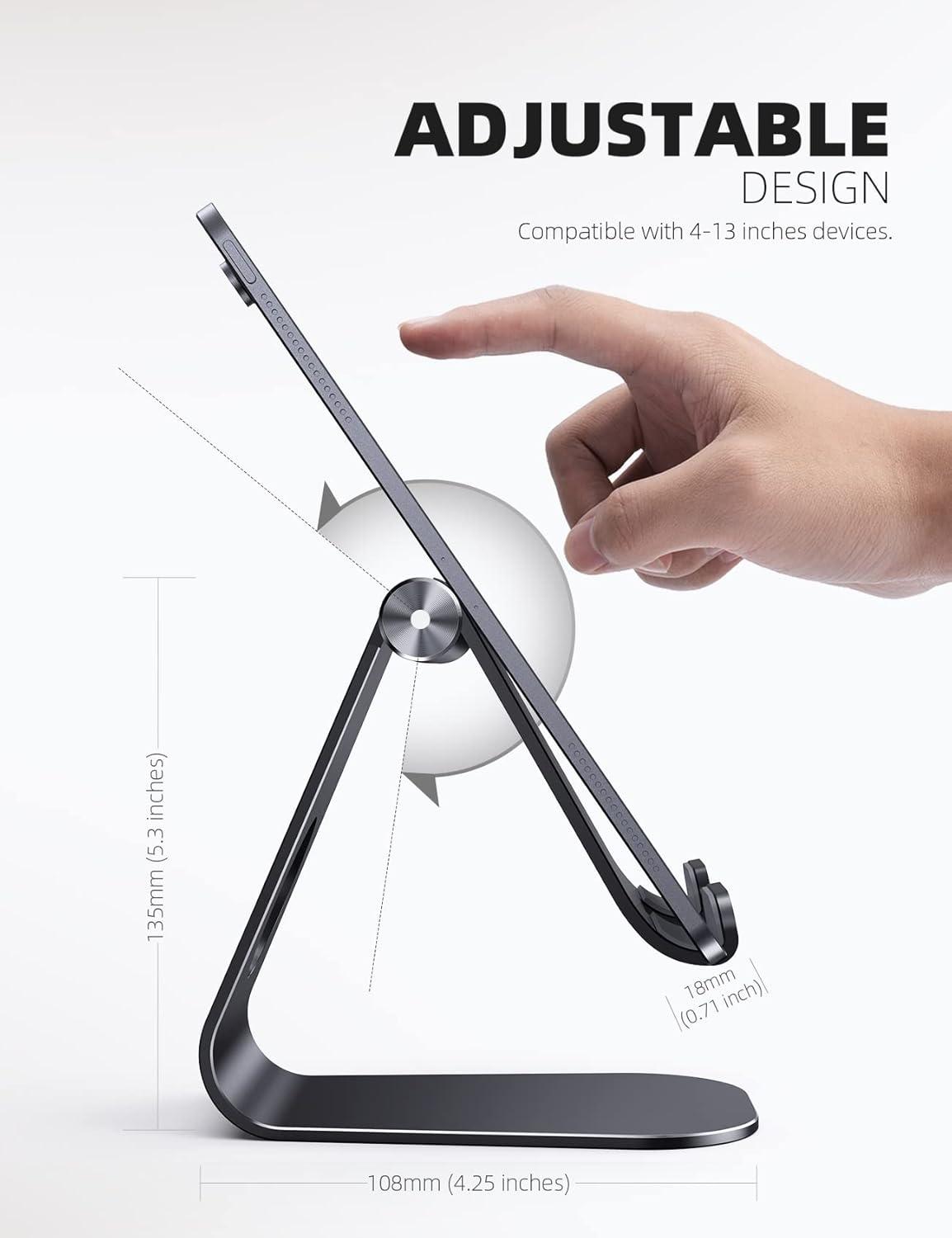 imageTablet Stand Adjustable Lamicall Tablet Stand  Desktop Stand Holder Dock Compatible with Tablet Such as iPad 2018 Pro 97 105 Air Mini 4 3 2 Kindle Nexus Accessories EReader 413 BlackBlack