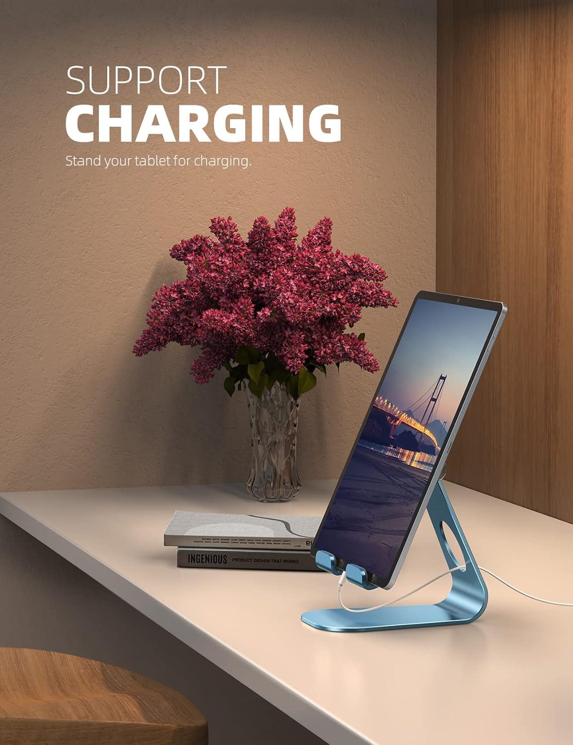 imageTablet Stand Adjustable Lamicall Tablet Stand  Desktop Stand Holder Dock Compatible with Tablet Such as iPad 2018 Pro 97 105 Air Mini 4 3 2 Kindle Nexus Accessories EReader 413 BlackBlue