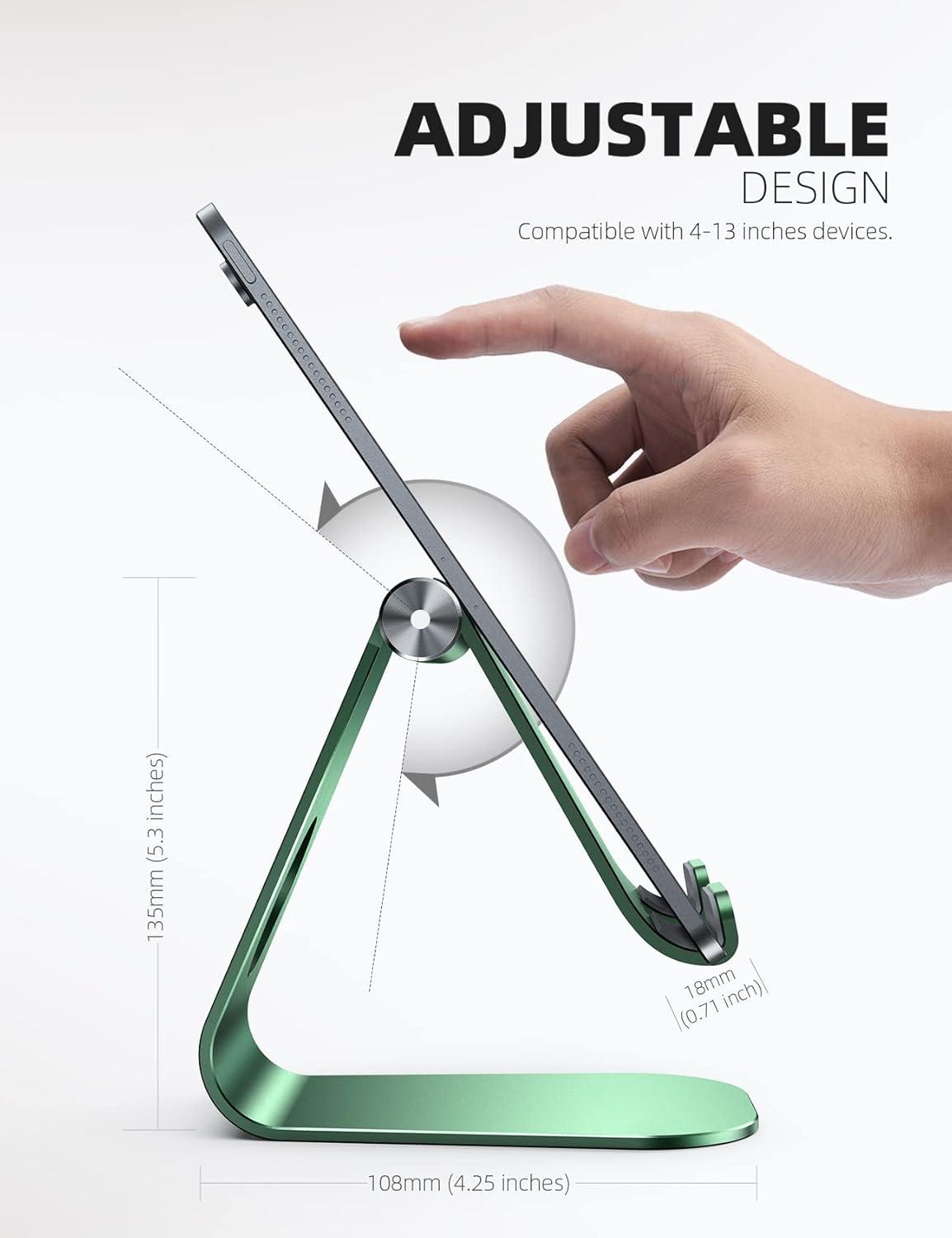 imageTablet Stand Adjustable Lamicall Tablet Stand  Desktop Stand Holder Dock Compatible with Tablet Such as iPad 2018 Pro 97 105 Air Mini 4 3 2 Kindle Nexus Accessories EReader 413 BlackGreen