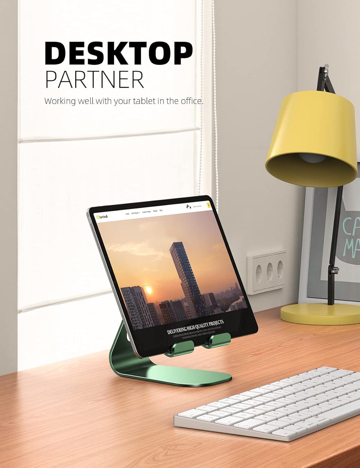 imageTablet Stand Adjustable Lamicall Tablet Stand  Desktop Stand Holder Dock Compatible with Tablet Such as iPad 2018 Pro 97 105 Air Mini 4 3 2 Kindle Nexus Accessories EReader 413 BlackGreen