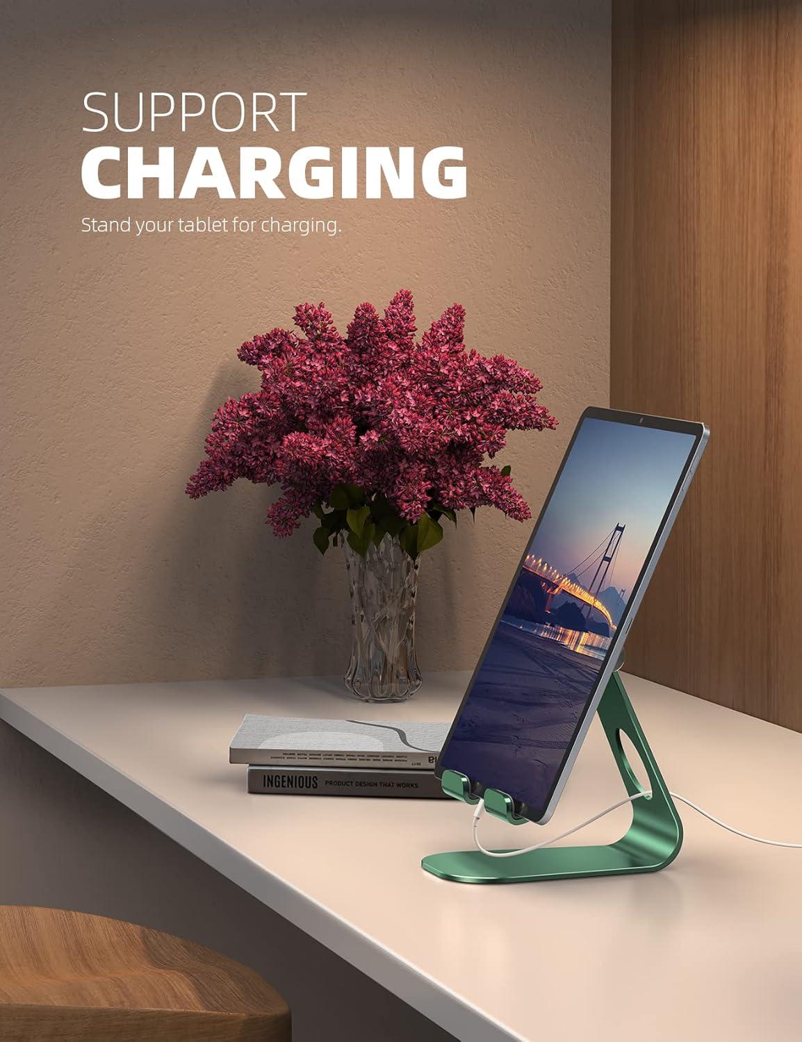imageTablet Stand Adjustable Lamicall Tablet Stand  Desktop Stand Holder Dock Compatible with Tablet Such as iPad 2018 Pro 97 105 Air Mini 4 3 2 Kindle Nexus Accessories EReader 413 BlackGreen