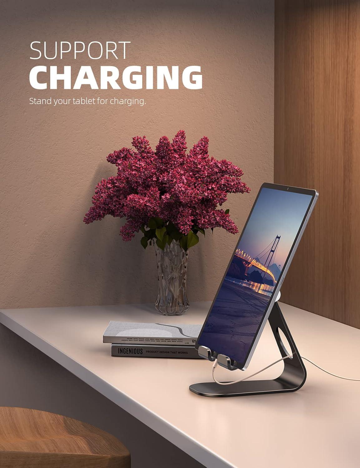 imageTablet Stand Adjustable Lamicall Tablet Stand  Desktop Stand Holder Dock Compatible with Tablet Such as iPad 2018 Pro 97 105 Air Mini 4 3 2 Kindle Nexus Accessories EReader 413 BlackBlack