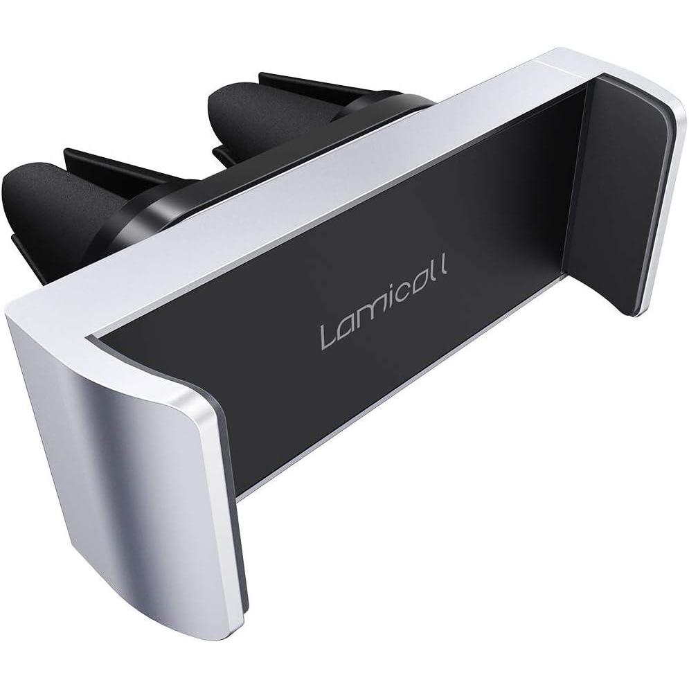 imageLamicall Car Vent Phone Mount  Air Vent Clip Holder Universal Stand Hands Free Cradle Compatible with Cell Phone 16 15 14 13 12 Mini 11 Pro Xs Max Xr X 8 7 6 6s Plus SE Smartphones BlackNEW Upgraded  Silver