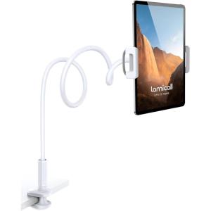 imageLamicall Gooseneck Tablet Mount Holder for Bed  Flexible Tablet Arm Clamp for Bed Compatible with Pad Mini 79 Air 97 Pro 105 Kindle Switch Galaxy Tabs More 4711quot Device  BlackWhite