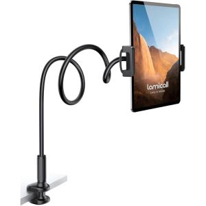 imageLamicall Gooseneck Tablet Mount Holder for Bed  Flexible Tablet Arm Clamp for Bed Compatible with Pad Mini 79 Air 97 Pro 105 Kindle Switch Galaxy Tabs More 4711quot Device  BlackBlack