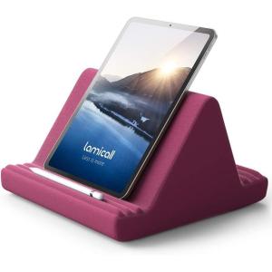 imageLamicall Tablet Pillow Stand Pillow Soft Pad for Lap  Tablet Holder Dock for Bed with 6 Viewing Angles for iPad Pro 97 105 11 129 Air Mini 4 3 Kindle Galaxy Tab EReader Purplish RedPurplish Red