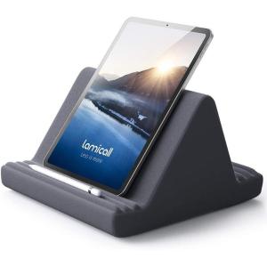 imageLamicall Tablet Pillow Stand Pillow Soft Pad for Lap  Tablet Holder Dock for Bed with 6 Viewing Angles for iPad Pro 97 105 11 129 Air Mini 4 3 Kindle Galaxy Tab EReader Purplish RedGrey