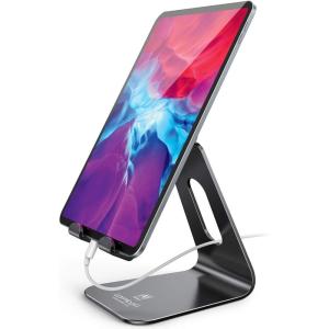 imageLamicall Tablet Stand Tablet Holder for Desk  MultiAngle Adjustable Tablet Desktop Dock Cradle Compatible with iPad Pro 11 129 Air Mini Fire HD Galaxy Tab and Other 413quot Tablets SilverBlack