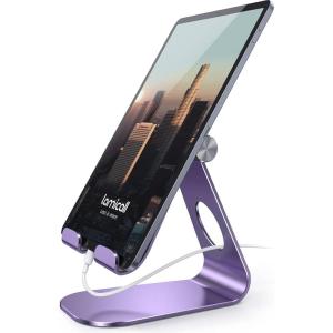 imageTablet Stand Adjustable Lamicall Tablet Stand  Desktop Stand Holder Dock Compatible with Tablet Such as iPad 2018 Pro 97 105 Air Mini 4 3 2 Kindle Nexus Accessories EReader 413 BlackPurple
