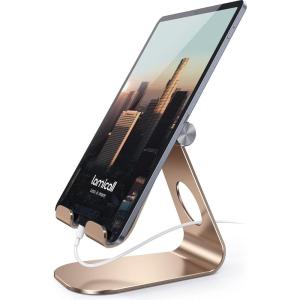 imageTablet Stand Adjustable Lamicall Tablet Stand  Desktop Stand Holder Dock Compatible with Tablet Such as iPad 2018 Pro 97 105 Air Mini 4 3 2 Kindle Nexus Accessories EReader 413 BlackGold
