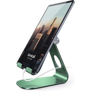 imageTablet Stand Adjustable Lamicall Tablet Stand  Desktop Stand Holder Dock Compatible with Tablet Such as iPad 2018 Pro 97 105 Air Mini 4 3 2 Kindle Nexus Accessories EReader 413 BlackGreen