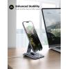 imageLamicall   Adjustable Cell Phone Stand Desk  Foldable Desktop Phone Holder Cradle Dock Compatible with iPhone 15 14 Plus Pro Pro Max 13 12 X XS411 Phone SliverGrey