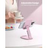 imageLamicall Foldable Phone Stand for Desk  Height Adjustable Cell Phone Holder Portable Cellphone Cradle Desktop Dock Compatible with iPhone 16 15 14 13 Pro Max Mini 12 11 XR X 8 Plus SE SmartphonePink